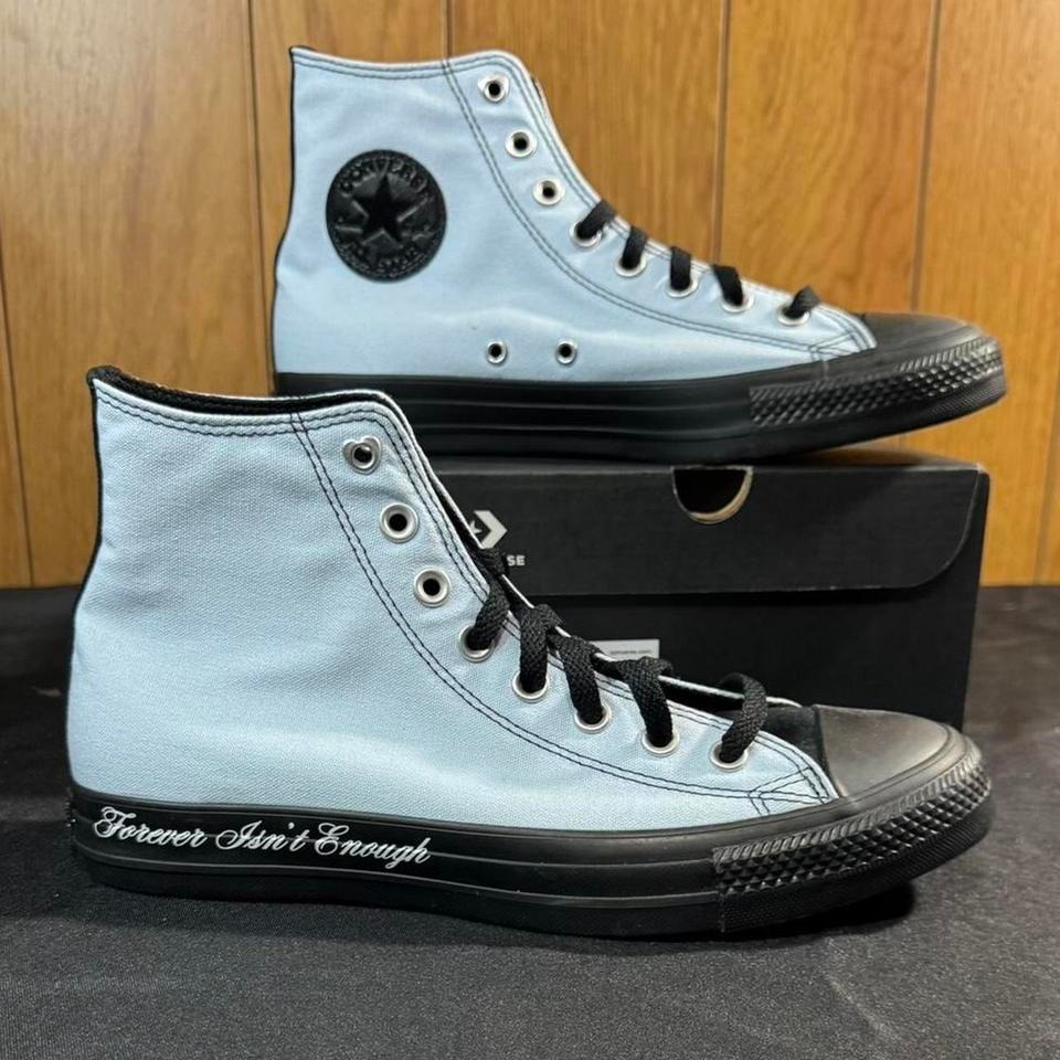 Black And Light Blue Converse "Love" "Forever Ain't Enough" Size 10 Womens